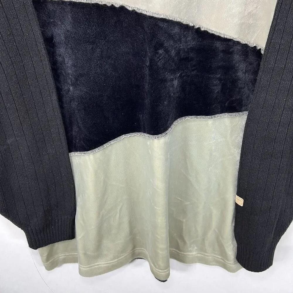 Dodeca Mock Neck Sweater Mens XL Black Beige Geometric Acrylic VTG Y2K Hip Hop